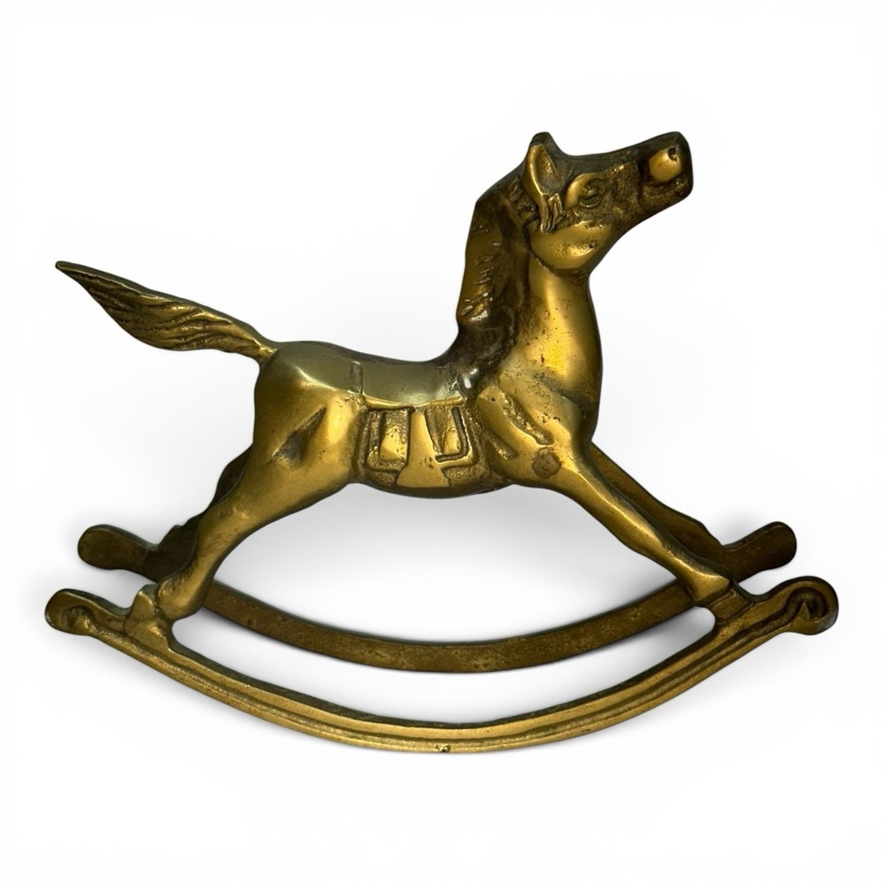 Vintage Brass Rocking Horse 🐎‎ Figurine 6.5" Long 5" Tall Rare MCM, Unique